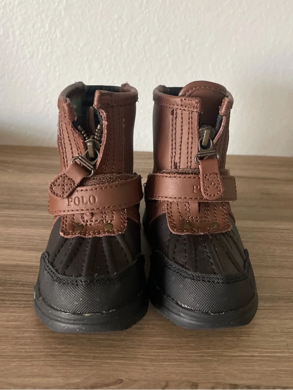 Polo by Ralph Lauren Brown and Dark Brown Kids Duck Boots
